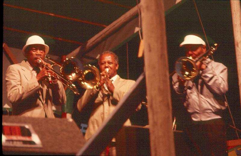 1984-114.jpg - 06.07.1984 Garden Stage
"Trombone Choir":
Al Grey, Slide Hampton, J. J. Johnson