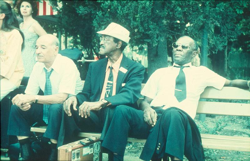 1976-063.jpg - 1976 Preservation Hall Jazzband; Clem Tervalon, Polo Barnes, N.N.off-stage