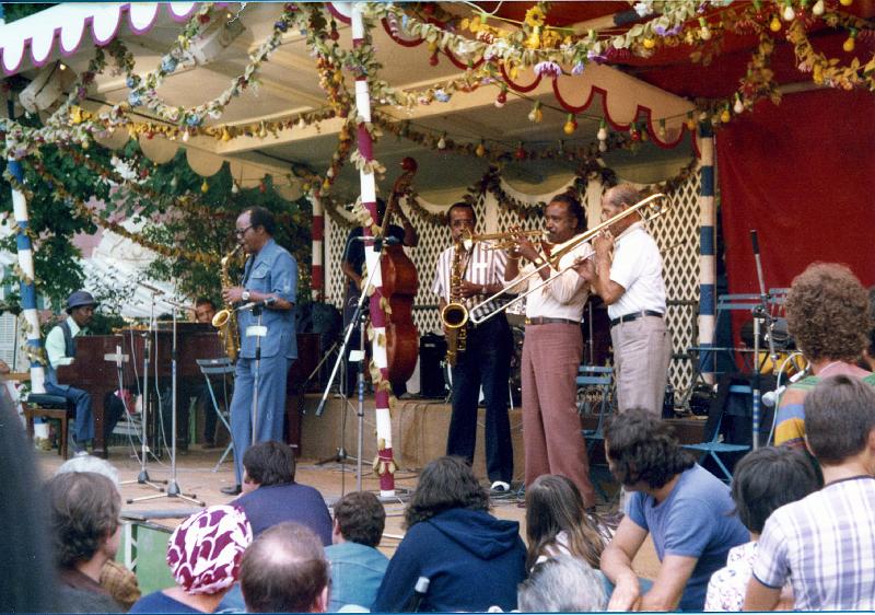 1976-101.jpg - 13.07.1976 Dance Stage 17:00 "Buddy Tate's Celebrity Club Orchestra": Norman Simmons, Norris Turney, Buddy Tate, Harry 'Sweets' Edison, Vic Dickenson