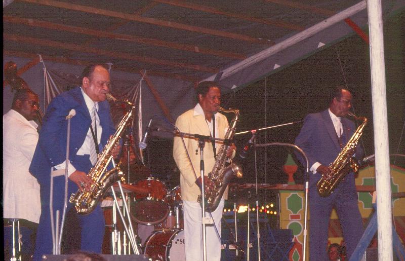 1984-137.jpg - 08.07.1984 Dance Stage
"The Texas Tenors":
Eddie Jones, Arnett Cobb, Illinois Jacquet, Buddy Tate