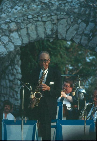 1985-45.jpg - 13.07.1985 Arena Stage
"Panama Francis & His Savoy Sultans":
Howard Johnson, Spanky Davis, Coleman Hoppin